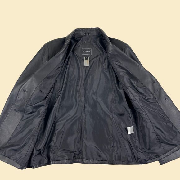 Y2K black leather jacket, size L Outbrook lambskin womens blazer style coat - Picture 5 of 6